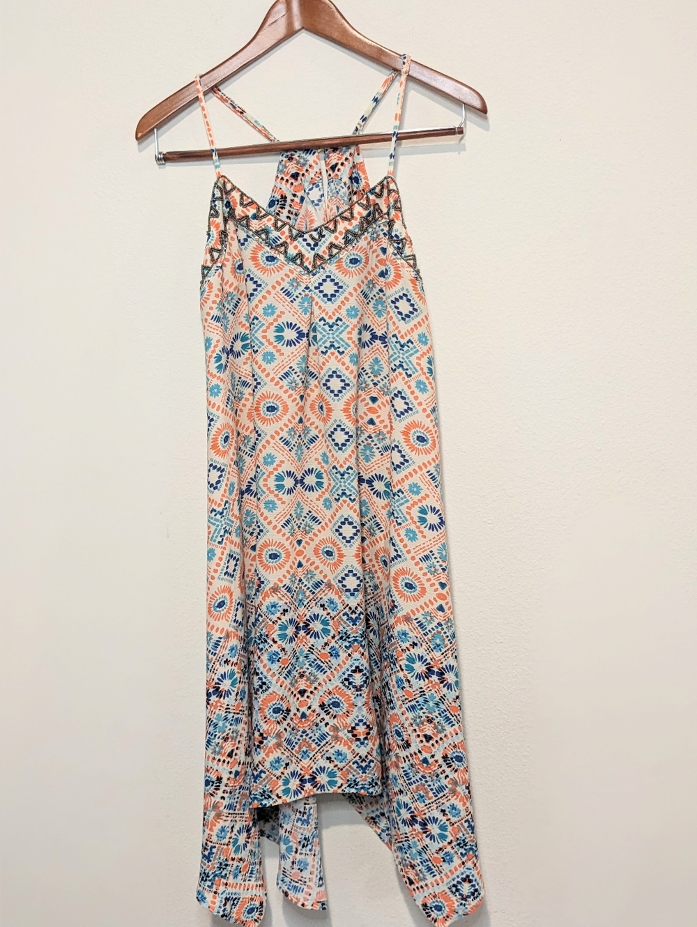 HeartSoul Orange Blue Assymetrical Floral Dress L